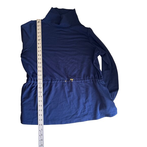 Crown & Ivy Navy Long-Sleeve Pullover With Drawstring Waist Womens Size L - Picture 7 of 7